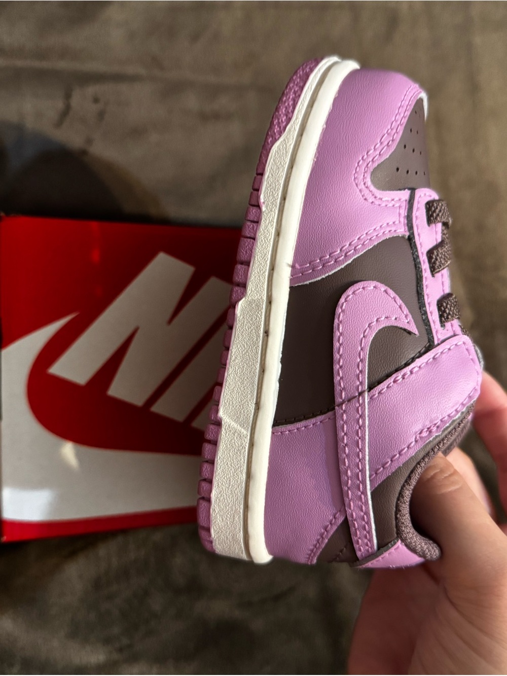 Nike Kids' Pink and Brown Velcro Low-Top Sneakers - Picture 4 of 8